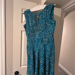 Calvin Klein Teal Polka Dot Mini Dress